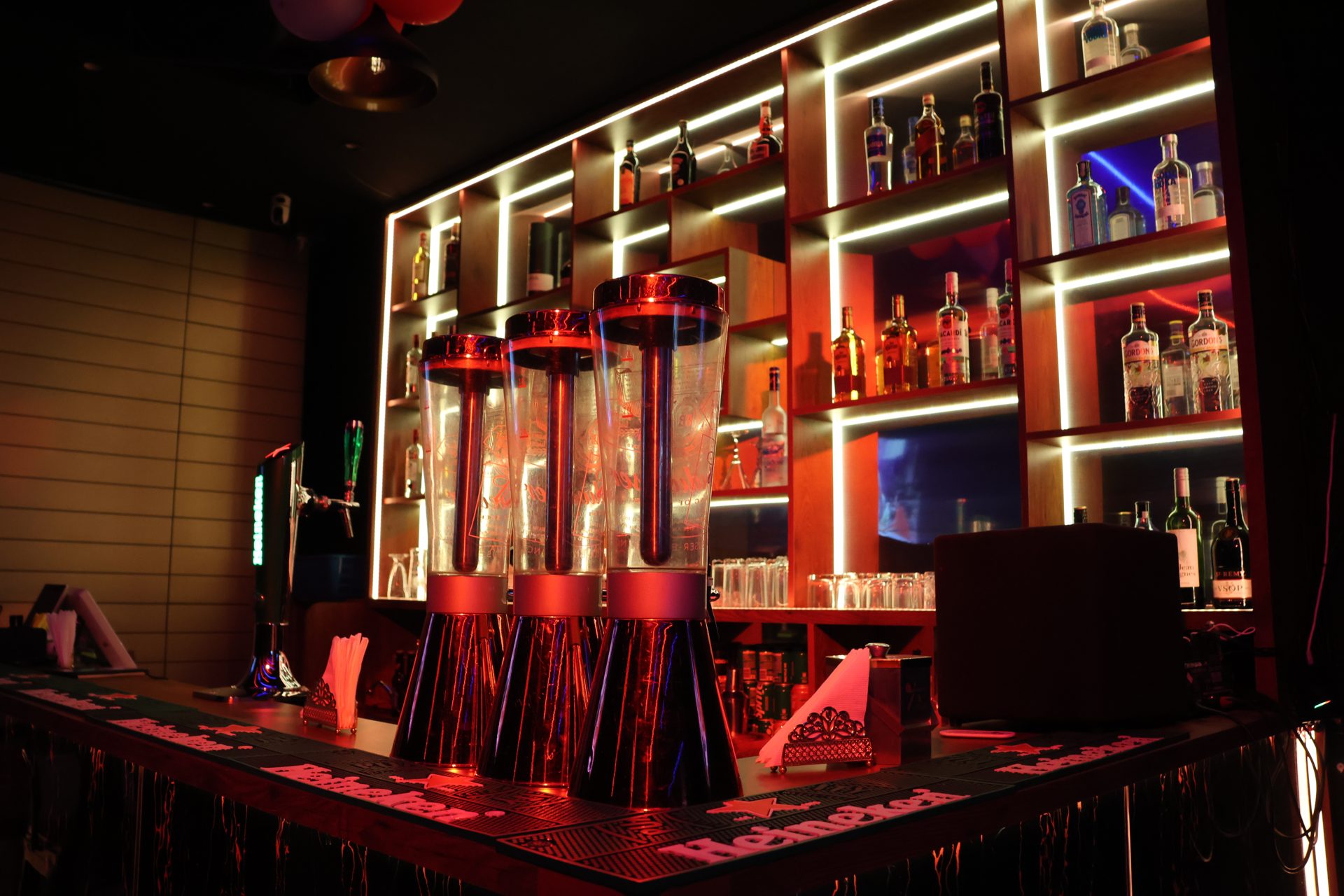 Etown Restolounge bar detail with bottles and mixers